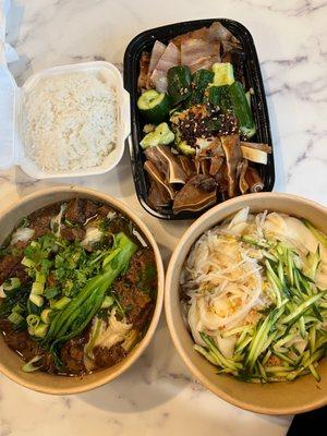 Delicious meal! Liang noodle, cold dish combo, beef noodle soup