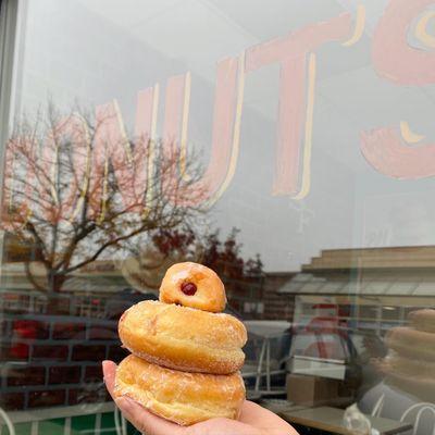 Jelly donuts, Sufganiyot, for Hanukkah :)  (although I get jelly-filled donuts all year-round)