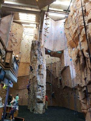 This photo was taken with my back against the wall, to show the size of the downstairs portion. There is a bouldering area above as well.