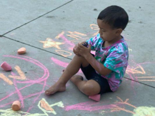 Coloring on the patio