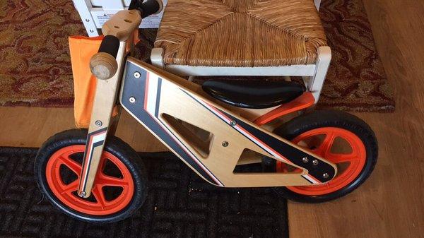 Wooden balance bike $35