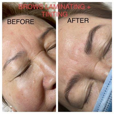 Brows Laminating and Tinting at our salon