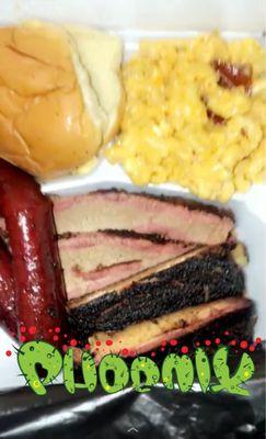 Brisket,Ribs,Smoked sausage w/ Mac n cheese & bbq beans