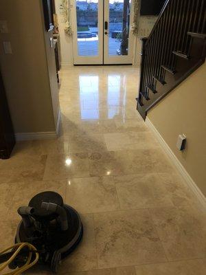 Travertine polishing