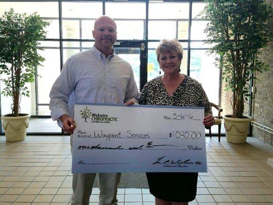 2016 Donation to Waypoint to benefit women and children.