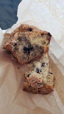 Very dry blueberry muffin and it was served cold