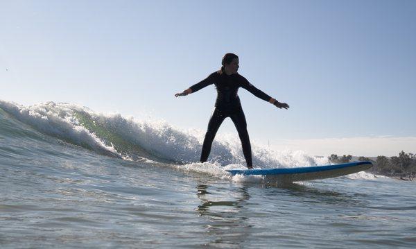 Phoebe on a nice wave in Dana Point.