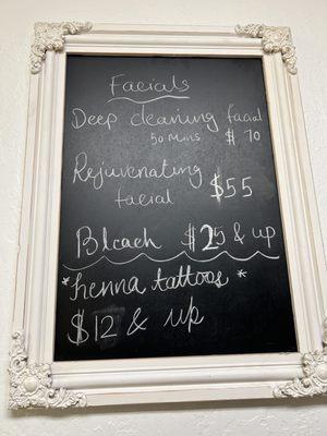 Facials Prices