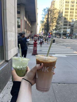 Iced Blueberry Matcha and Cherry Cold Brew Latte