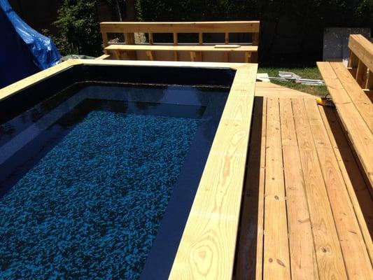 Installed 7'x14' Endless Pool on concrete slab.  built Treated deck around 2 sides of pool
Build 4' tall picket fence on 2 s...