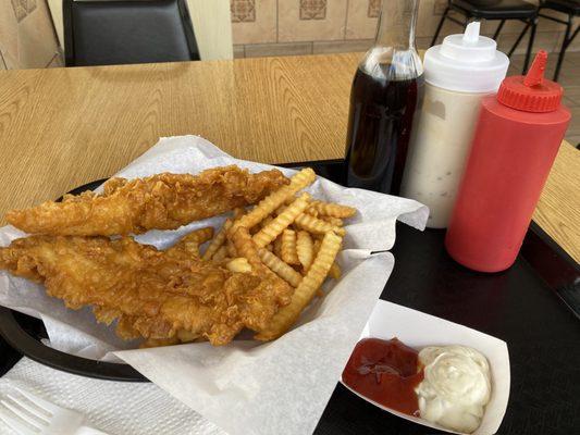 Fish and Chips (2 pieces) with condiments