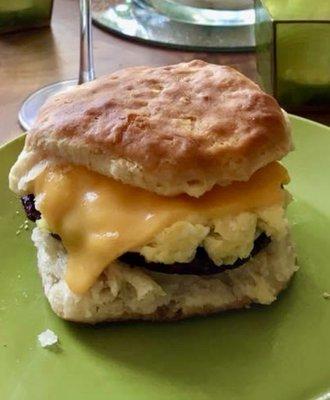 Sausage egg and cheese biscuit