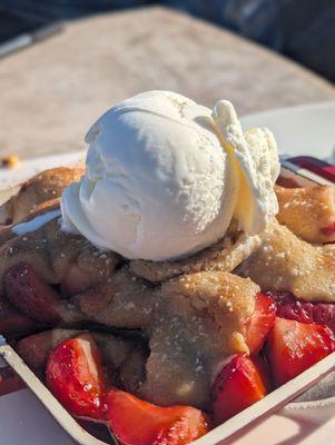 Strawberry cobbler with a cheesecake ice cream - must get