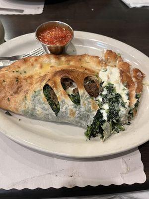 Spinach and meatball calzone- personal size