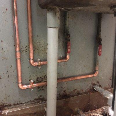 Copper water lines repaired with new shut off valves