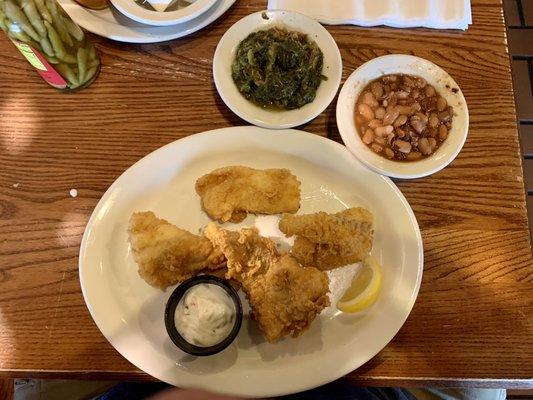 friday fish fry with turnip greens & pinto beans