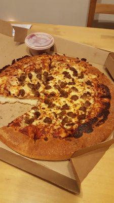 Unevenly cut pizza