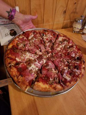 Most beautiful pizza EVER!  Fratzellis you've got "NO" Competition in  Silver Lakes!  This is how a thick crust pizza is supposed to look!