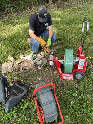 Don tackling an outdoor cleanout