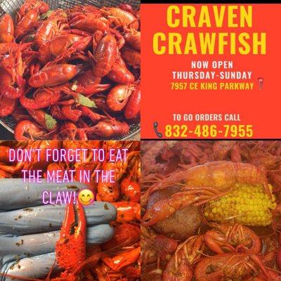 Viet - Cajun Gourmet Crawfish featuring Local Favorite 'Craven Sauce' .. Catering available also