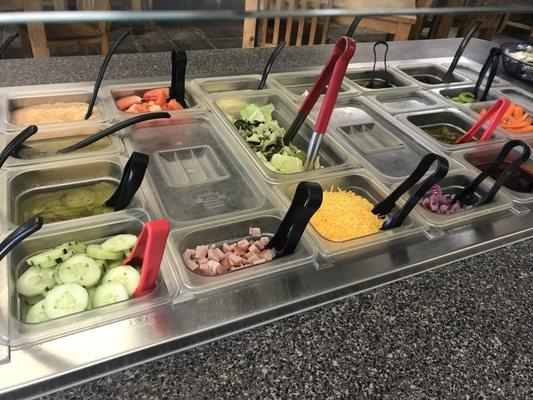 Salad bar made fresh daily. Don't forget to eat your colors!