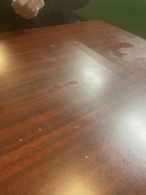 Dirty table that wasn't cleaned when we sat down