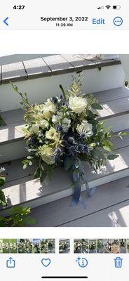 White with a touch of blue bouquet  Looser garden look!