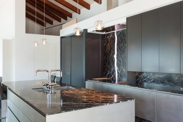 Gorgeous Marble countertops and full backsplash.