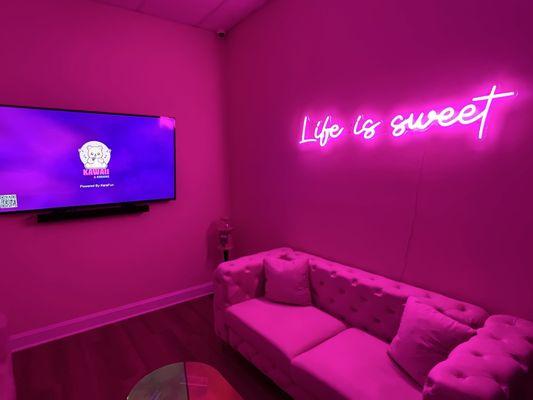 The Pink Room where we karaoke's today (the Black Room is a bit bigger but this was perfect for the 5 of us)