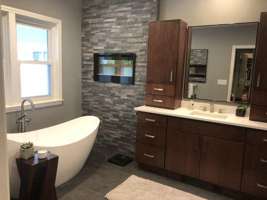 Bathroom remodel with soaker tub