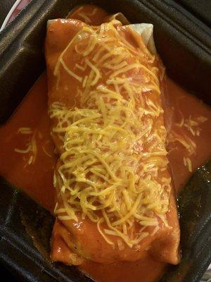 Carne Asada Burritos Enchilada Style. Hot sauce- request the Jalapeño Salsa which is the BEST!