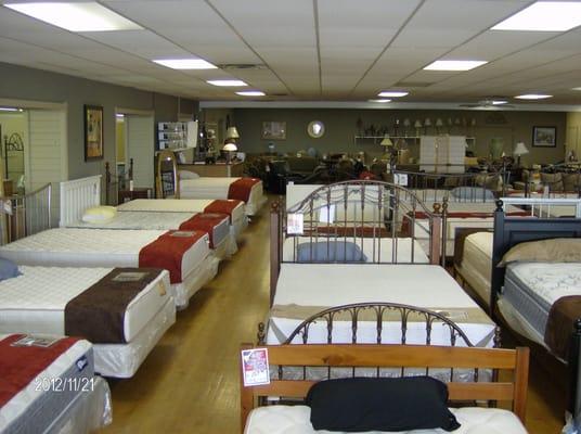 Over 40 different mattress sets on display -from high end to budget