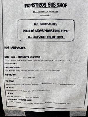 Hot Sub Menu