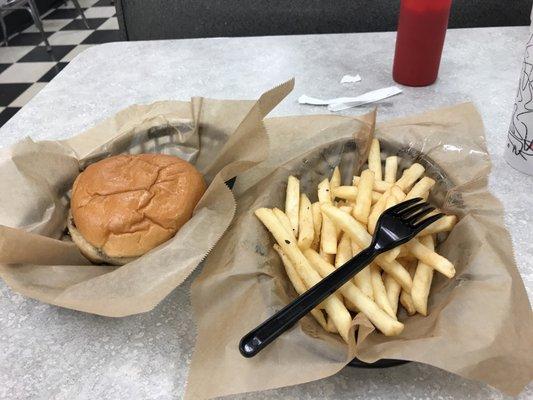 Burger and fries