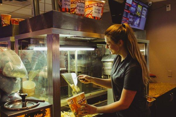 Fresh, hot buttery popcorn at the West Bend Cinema