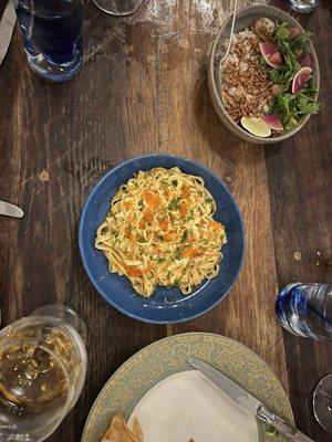 Blurfish Curry and Blue Crab tagliatelle