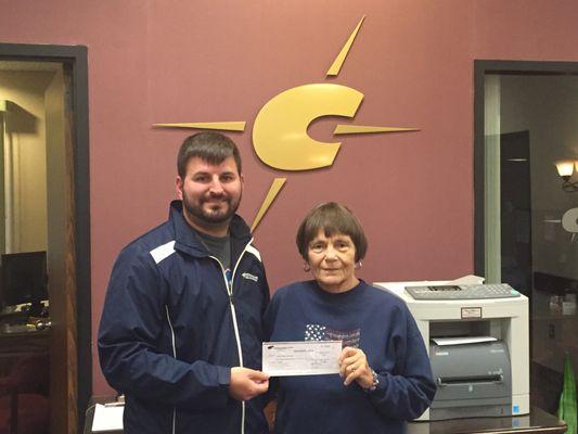 Bow Tie Tuesday earns +$100 for the 4 Rivers Historical Society Hubbard House Project
 Pictured: Robert Sligar, CFSL, Lynn Thornton, FRHS