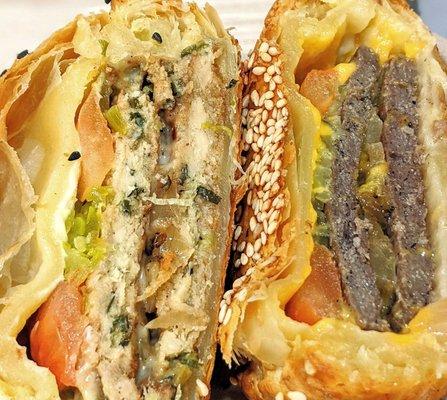 Beef and Chicken Bear Bitez, protein and burger ingredients in a puff pastry made daily.