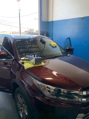 Windshield crack repair.