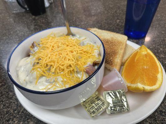 Meat lover tater tot bowl breakfast special