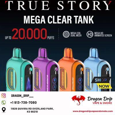 Dragon Drip Vape and Smoke proudly offers True Story 20000 Disposable Vapes.