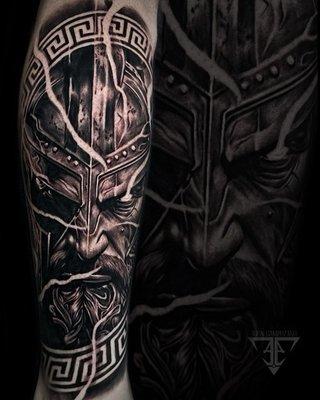 Ares (God of war) beginning of leg sleeve by Jhon