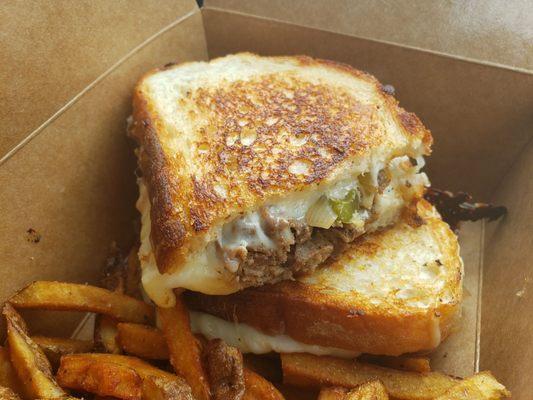 Cheesesteak Grilled Cheese Sandwhich