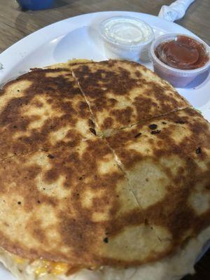 Veggie quesadilla (requested to be well done, just like I like it!)