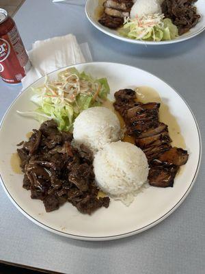 Chicken and  beef teriyakis