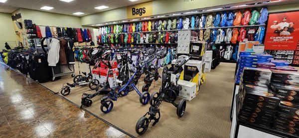 Tons of bags, golf club sets, carts and more. Everything you need if you love the game of golf.