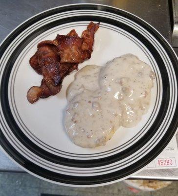 Light eaters Biscuits and gravy with bacon