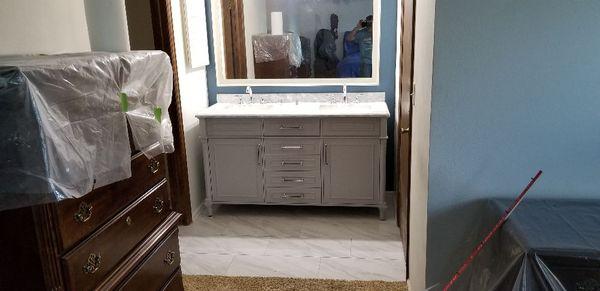 New vanity and marble floor