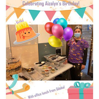 Lunch for the Greene Team to celebrate Aizalyn's birthday!