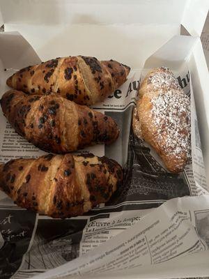 Chocolate and almond croissants